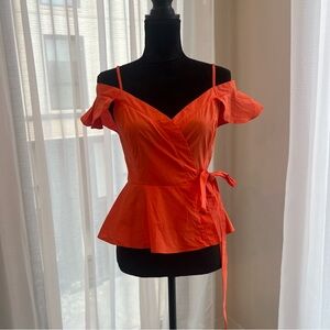 ASTR the Label Bright Orange Ruffle Top